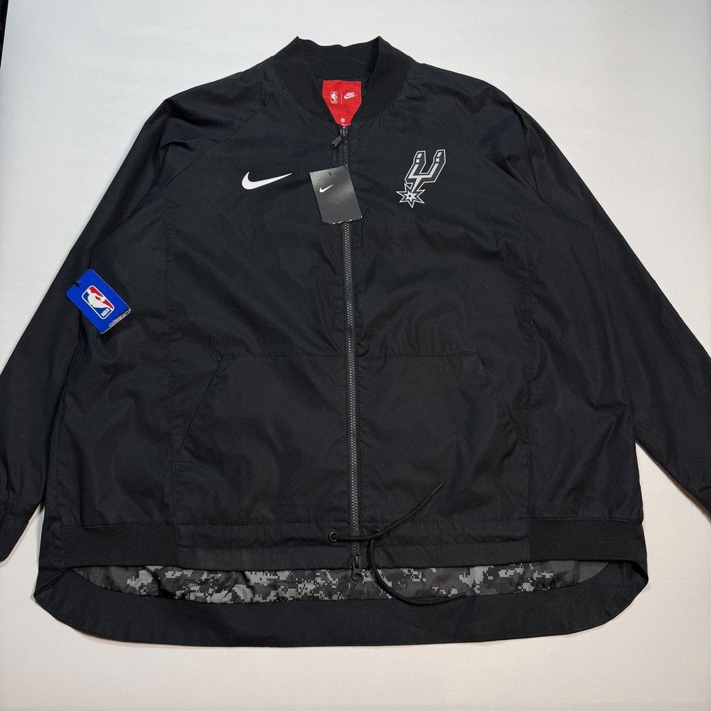San Antonio Spurs Jacket Womens XL Black NBA‎ Basketball Nike Full Zip Bomber